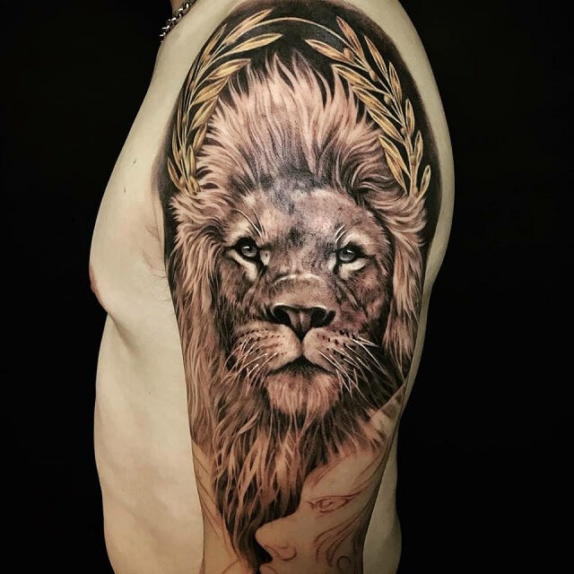 Mẫu hình xăm sư tử trên cánh tay